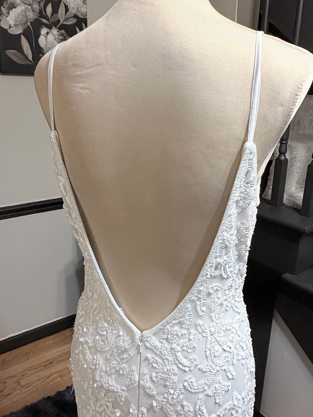 NWT Everlasting Passion Lulus White sequin beaded backless wedding gown Medium - Picture 6 of 10